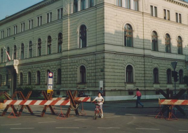 Pred vladno palačo na Prešernovi ulici (junij 1991)
